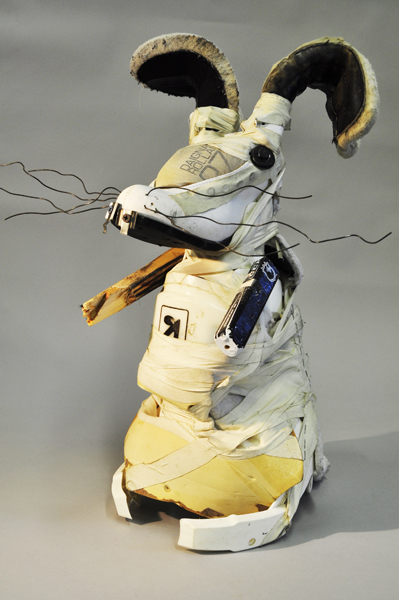 Hareth C. Bate, recycled hockey gear, 21"x 14" x12", 2010.