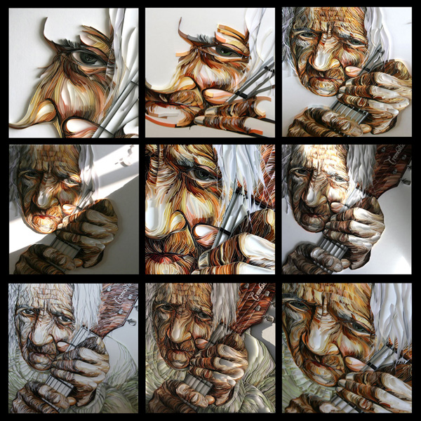 Light and Stages, paper/card, technique: paper quilling.