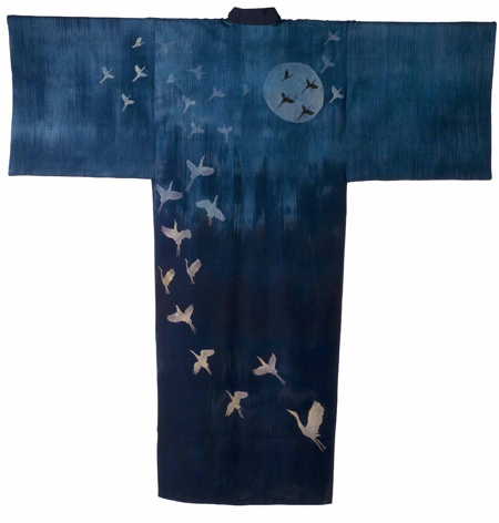 Midnight Flight, Handwoven, dyed and discharged tencel kimono. Lining is 100% silk hand dyed, screened and discharged. photo credit: Pete Paterson.