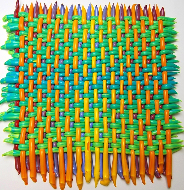 Monet's Blankey, Acrylic on Panel. 12x12", Weaving. August 2009