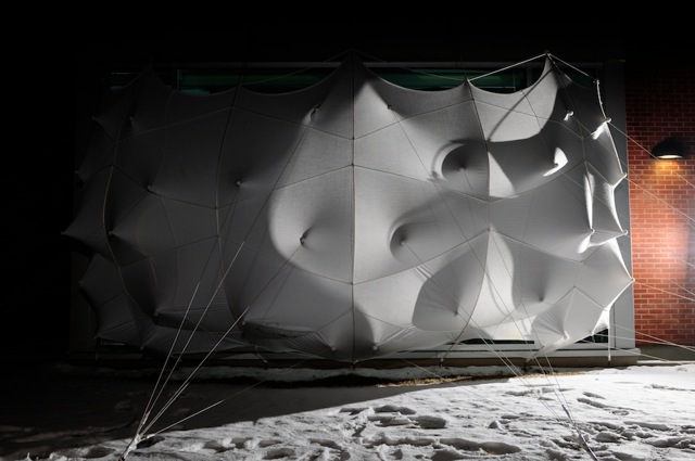 Shadow study of Swarm at Southern Alberta Art Gallery. Photos by Rod Leland