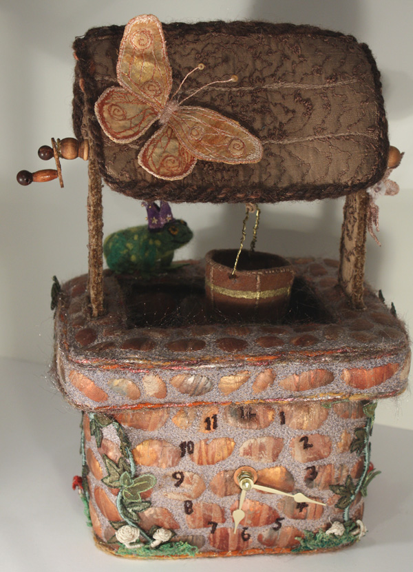 Time to Make a Wish, free motion embroidery and needle felting, 11" x 18" x 20"