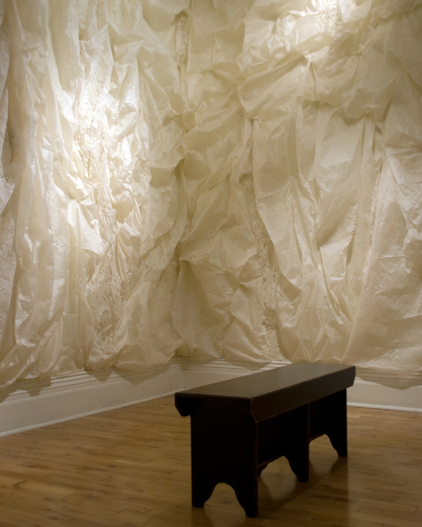 The Breathing Room, cotton free-motion embroidery on gampi tissue, Room Installation, 2010. Photo: Noelle Hamlyn.