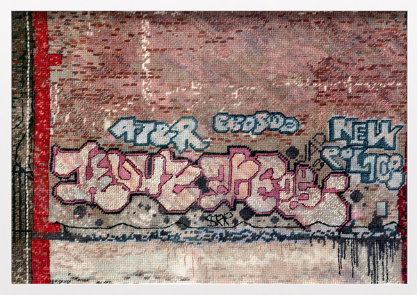Brooklyn 1, canvas, wool, 2010, 16” x 11”, needlepoint, photo: J. Szot
