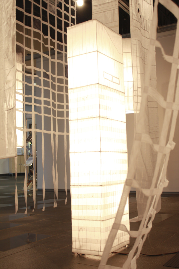 A State of Transparency, site-specific installation, pima cotton organdy, Pojagi. Photo: Karen Goetzinger.