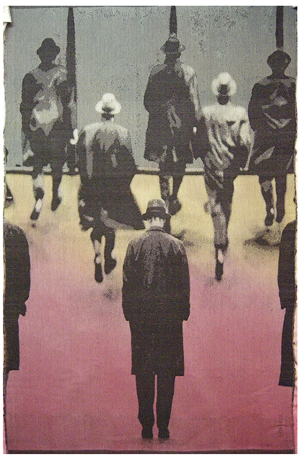 Joe No 3, 2012, Jacquard weaving. From a choreography by Jean-Pierre Perreault, cotton, linen and dyes, 160x108cm, Private collection.