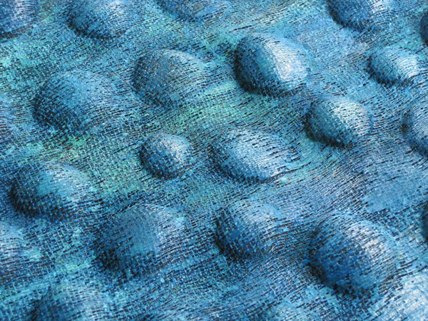 Detail: Ocean, 2010, Hand-woven copper wire in doubleweave, dapped and treated with pastels and shellac. 51 cm h by 61 cm w.
