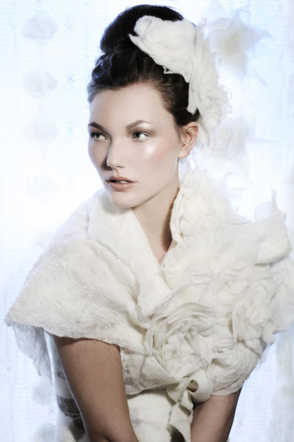 Aria wrap around capelet, Nuno felting on silk organza, 2011, Photo-Lorena Santin Andrade Photography-Ema Suvajac