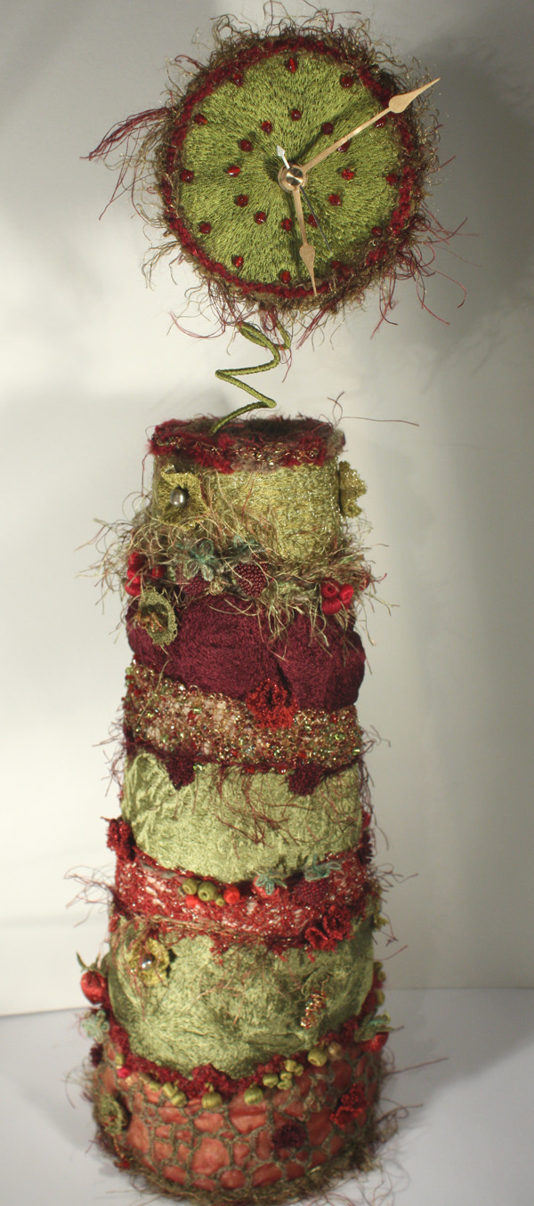 Berrylicious, free motion embroidery on water soluble fabric tension and direction manipulation, 5" x 28"