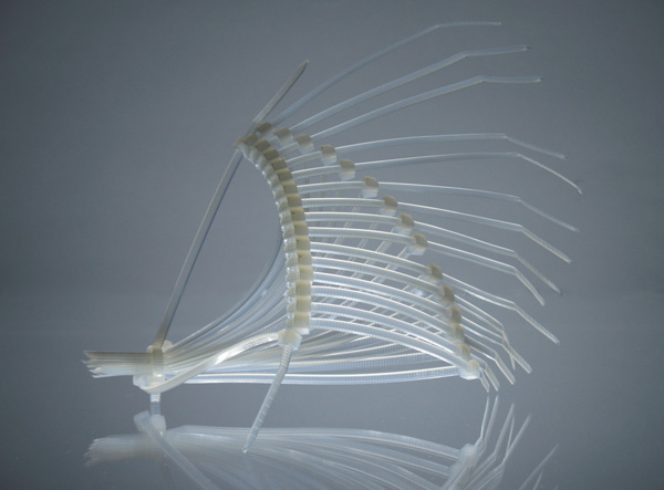 Constructions: Detail of one element of the right segment, , 2011, Zip-Ties and glass, 4 x 8 x 2 inches, Elisabeth Picard photo credit