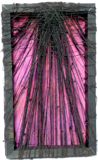 Forest: Evening Sky (burlap, aspen, red oak, acrylic) 2010