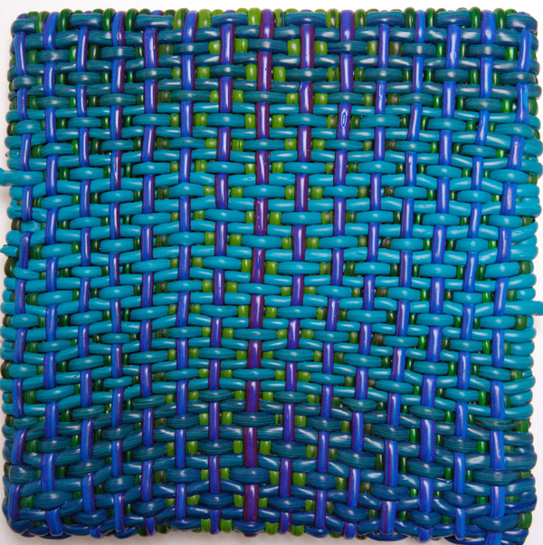 Surf & Turf, Acrylic on Panel. 14x13", Weaving. January 2009