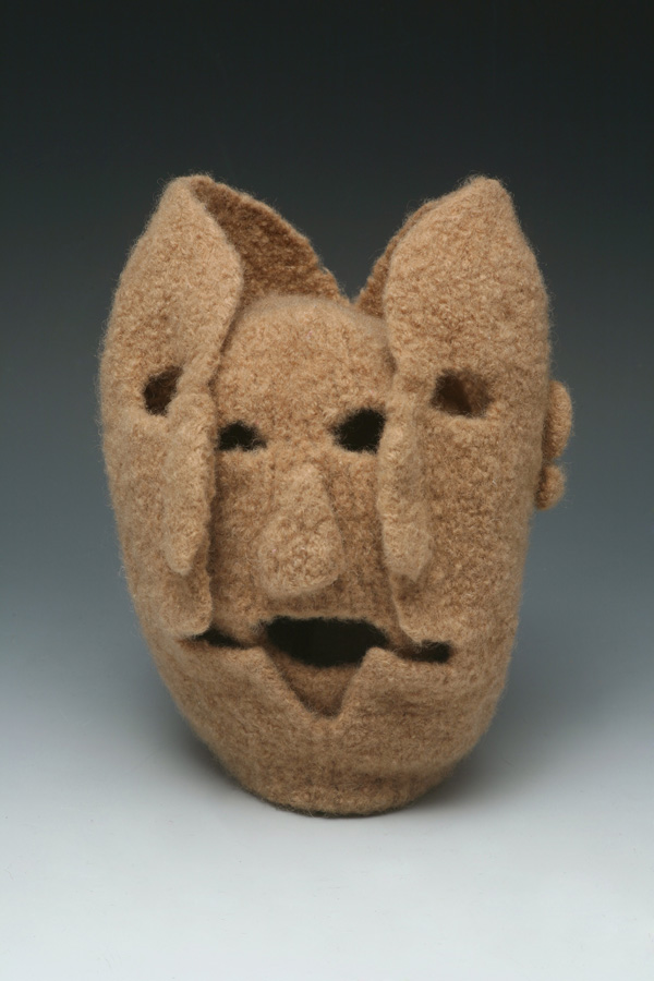 Who's There, 2010, 9"H x 7.5"W x 6.5"D, Knitted Wool, Fulled and Sewn