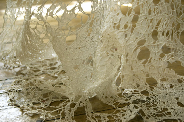 Detail: The Breathing Room, cotton free-motion embroidery on gampi tissue. Room Installation, 2010. Photo: Noelle Hamlyn.