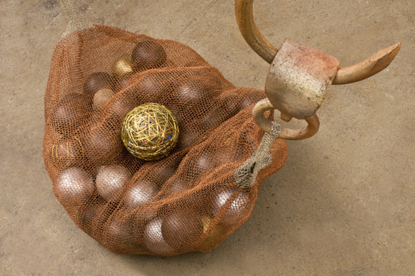 Detail: Seed Pod 2, 2010, 39.5" x 33.5" x 18", Wire, wood, paint, iron. Technique crochet. Photo: John Carlano.