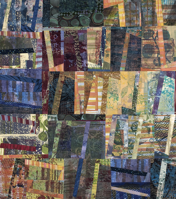 Garden Gate, 49" x 55", Quilt. Cotton, dyed, screen printed, batik, marbling, machine pieced, machine quilted. Photo: Joe Ofria