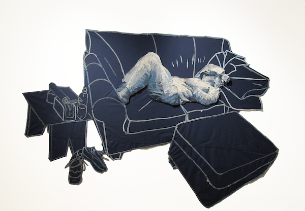 Jamie, denim, 2012, 30 x 15 inches, denim applique, Photo: James Arendt.