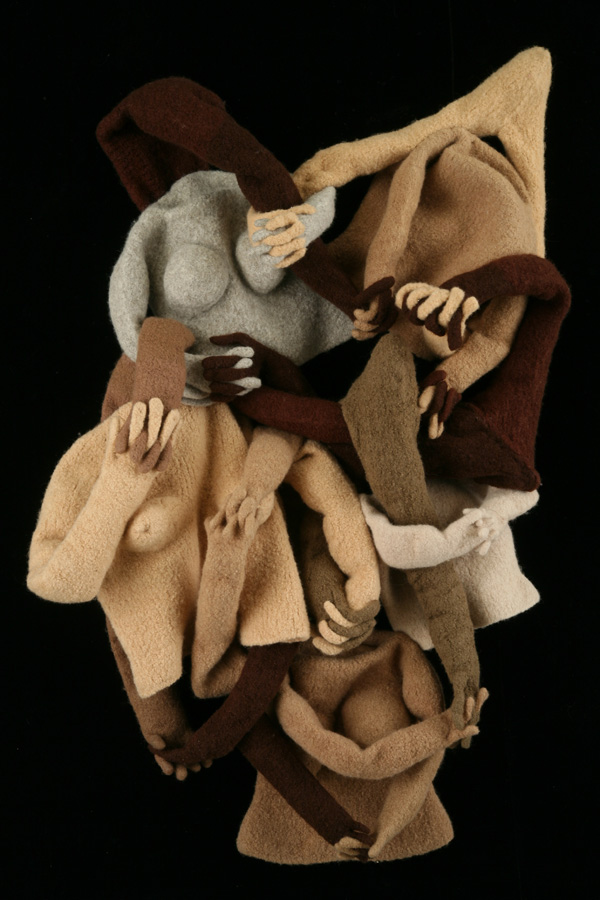 For Dear Life, 2011, 43"H x 31W" x 7.5"D, Knitted Wool, Fulled and Sewn