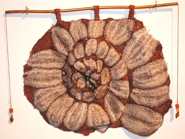 Never Ending Time, free motion embroidery on water soluble fabric tension and direction manipulation, 15" x 12"