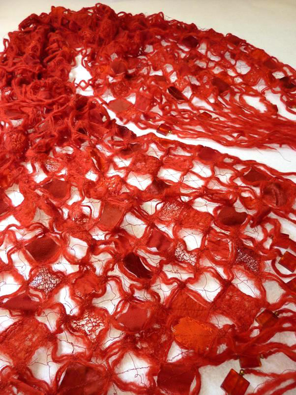 Poppy Red Alpacca Shawl – detail