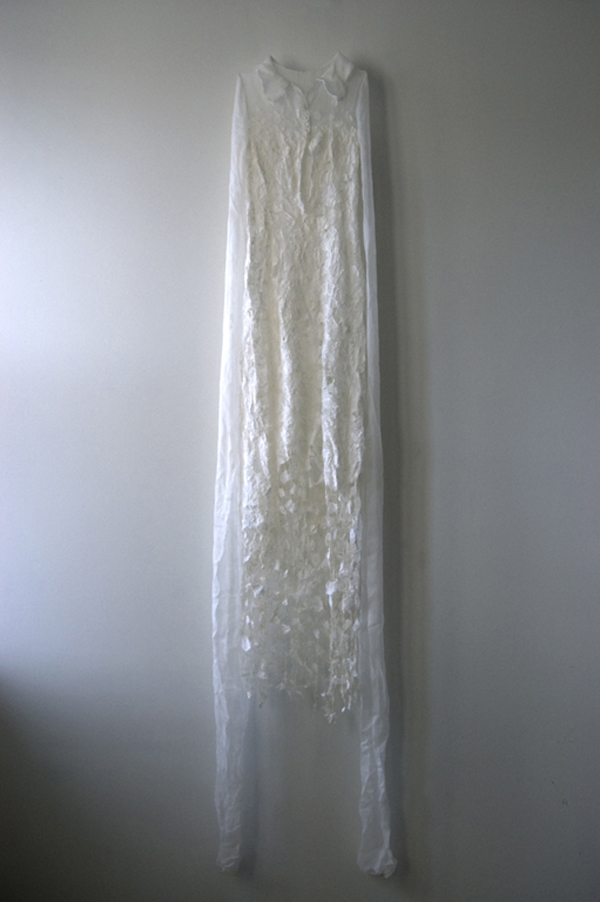 A Complicated Kindness, silk free-motion embroidery on gampi lace, 215 cm tall, 2011. Photo: Noelle Hamlyn.