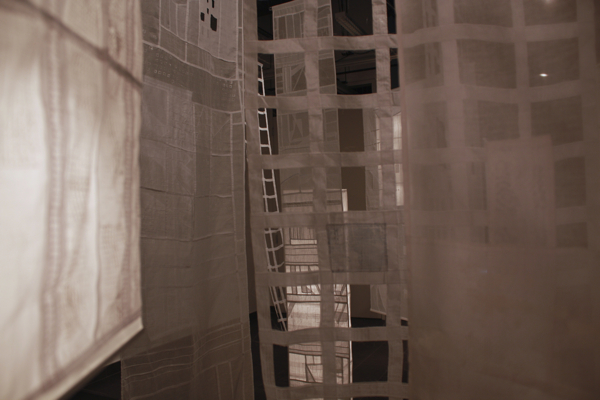 A State of Transparency, site-specific installation, pima cotton organdy, Pojagi. Photo: Karen Goetzinger.