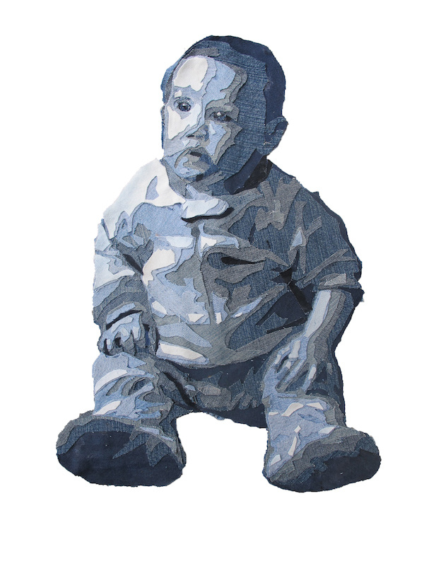 Mackenzie, denim, 2012, 30 x 15 inches, denim applique, Photo: James Arendt.