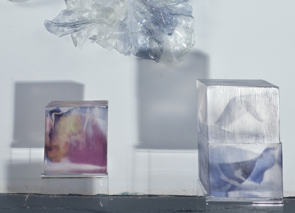 Detail: Place: a perfect landscape, silk fabric, resin