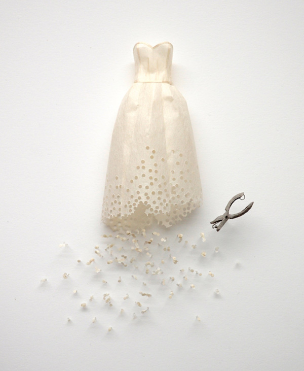 Dress with Punch, 2011, Japanese paper sculpture