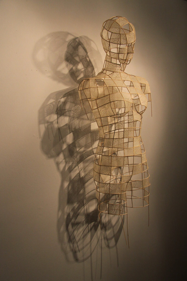 Meditator, 2010, 40x18x16, natural reed, Xiaoging Yan, shown at John B Aird Gallery, Toronto