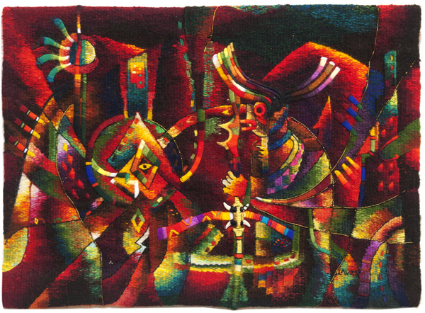 Ofrenda a la Mamapacha, 21 x 29 cm, Alpaca wool, cotton, mixed fibers. Hand-woven Tapestry