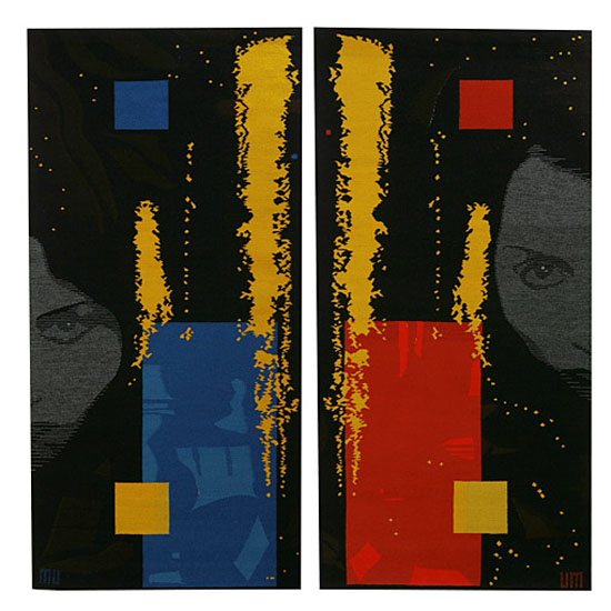 The Glasshouse, 2 x 62 cms W X 125 cms H, wool on flax, woven tapestry.