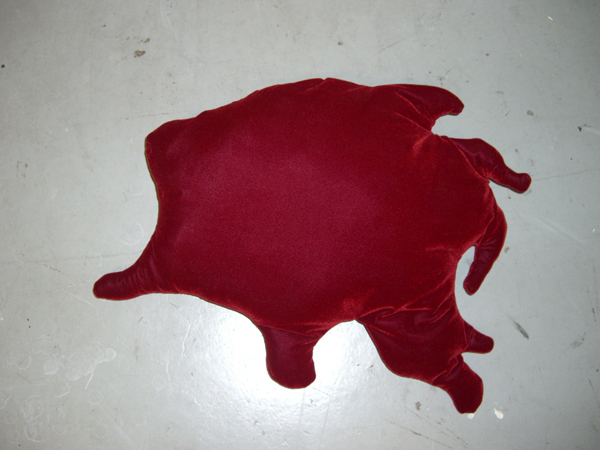 Blood pool, velvet, thread, poly fill, 2008, various 1 inch to 20 inches, machine sewing. Photo: Shanell Papp
