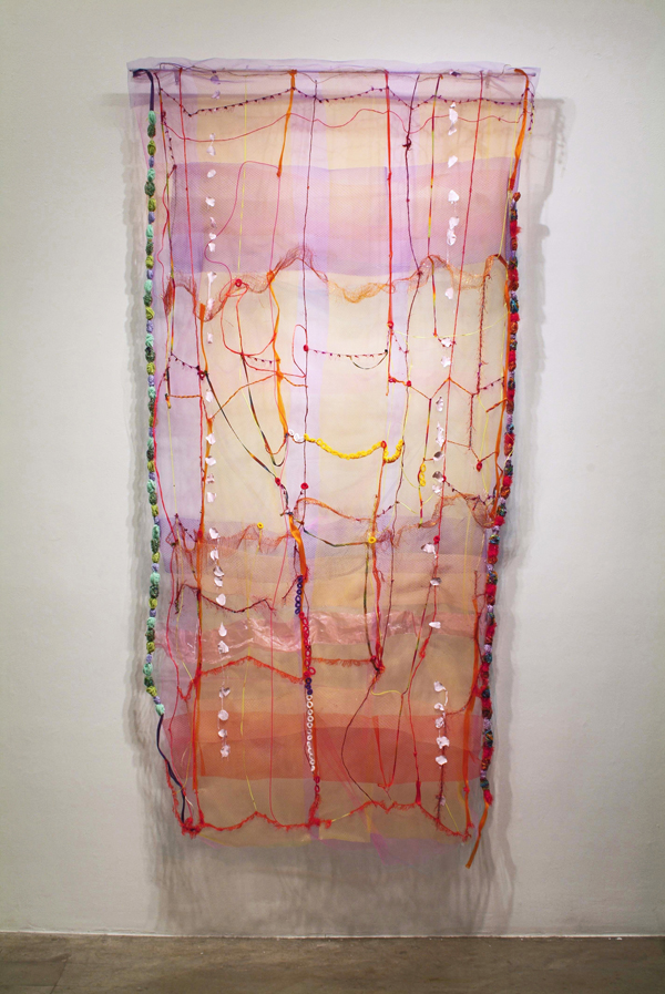 Collections, 108" x 54", industrial mesh, yarn, rope, paint, plastic thread. Photo: Cathy Breslaw.