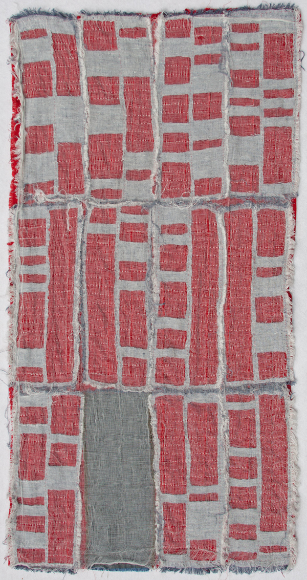Detroit Foreclosure Quilt, 22"w x 44"h, Cheesecloth, linen, cotton and quilting thread, Hand sewn quilt, Photo: Kathryn Clark