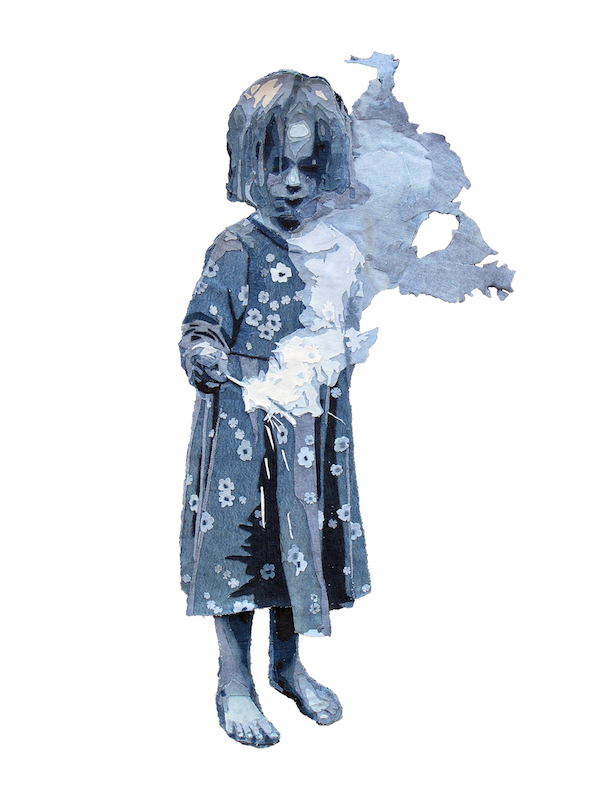 Harper, denim, 2010, 40 x 20 inches, denim applique, Photo: James Arendt.