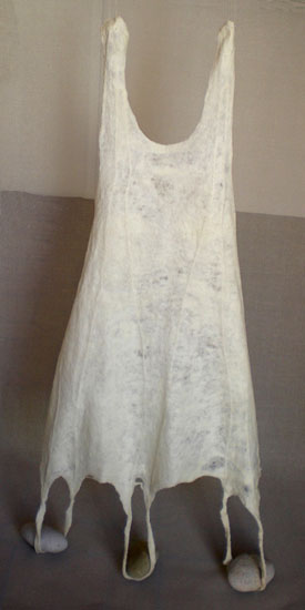 Despite All Odds II, sculpture; wool fleece; hand felted; acrylic textile medium 2008, 95 x 35 x 18 cm, photo: June J. Jacobs