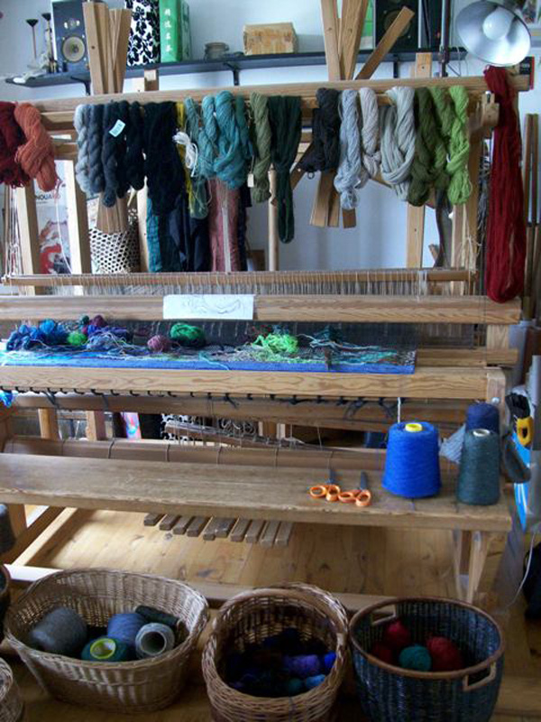 Studio of Birgitta Hallberg in Copenhagen Denmark, Limakra floor loom