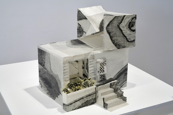 Renfrew and Fleet, 2010, Etching on Kurotani paper, archival tape, 12½" x 12½" x 11", photo: Peter Legris