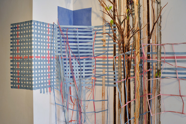 Safety net, Loop Gallery, Toronto, woodcut on Okawara paper,wire, 2010, photo credit, Michael Tweed