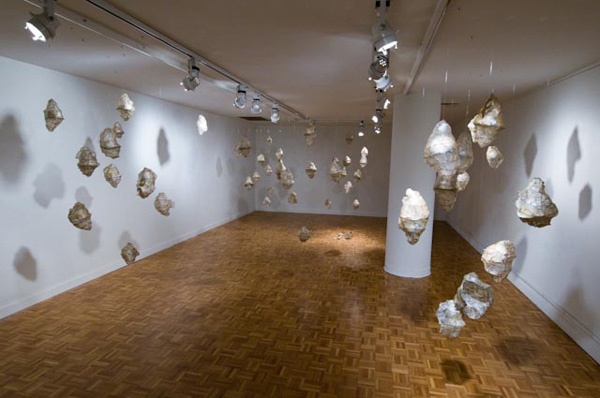 "Incubation", Multimedia installation. Wire, gut, digitally printed tissue paper, audio component. 2011.