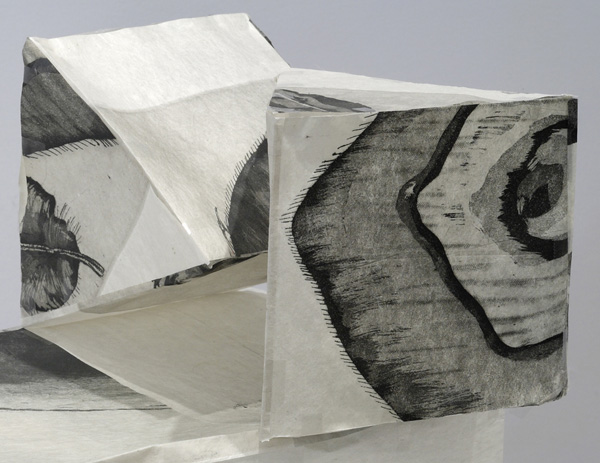 detail: Renfrew and Fleet, 2010, Etching on Kurotani paper, archival tape, 12½" x 12½" x 11", photo: Peter Legris