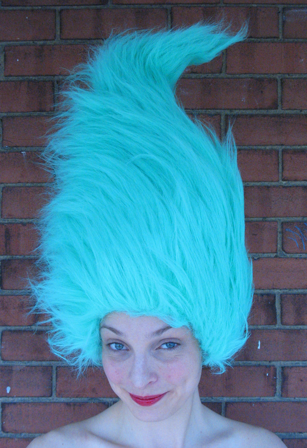 Troll wig, 12cm w x 4cm h, Upholstery Foam, Faux Fur.