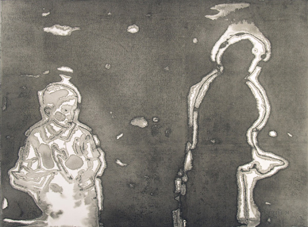 Picnic #2, 30" x 22", acrylic inks on 100% cotton paper, monoprint, photo: Anna Keck