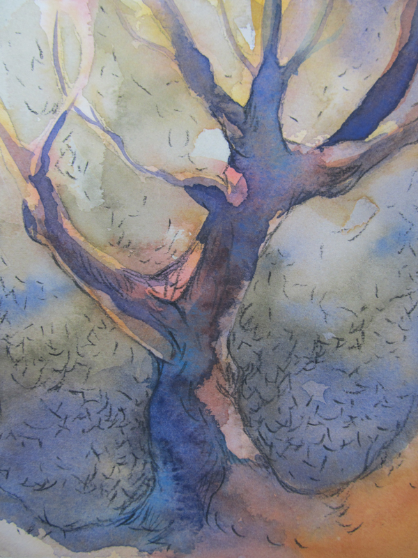 Study at dusk, 7"x9", watercolour paint on arches paper, photo: Megan A. Skyvington.