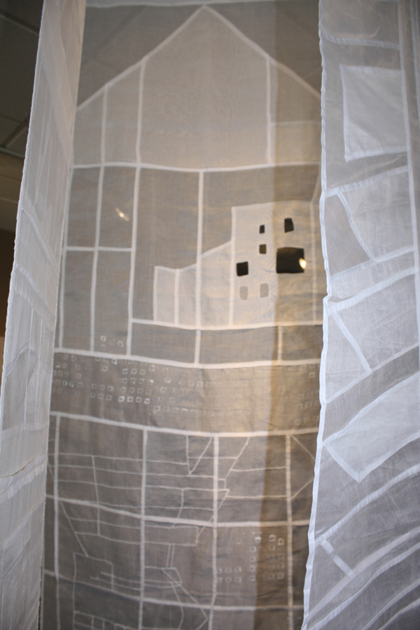 A State of Transparency, site-specific installation, pima cotton organdy, Pojagi. Photo: Karen Goetzinger.