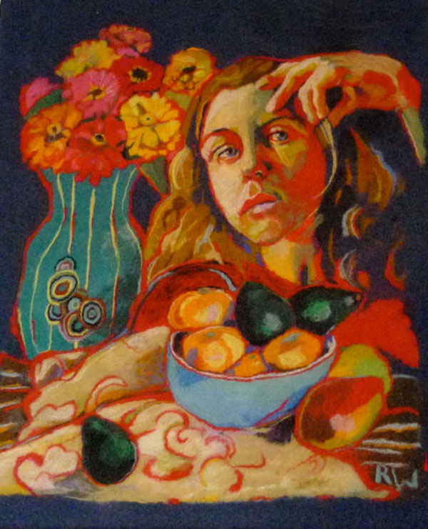 Self-Portrait, 27" x 34", wool, needle and hand felted. Photo: Robin Wiltse