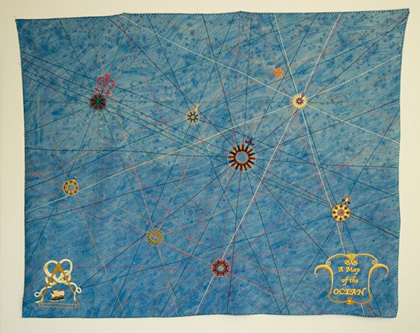 A Map of the Ocean ,2006, 144cm x 117cm, fabric paint, hand embroidery