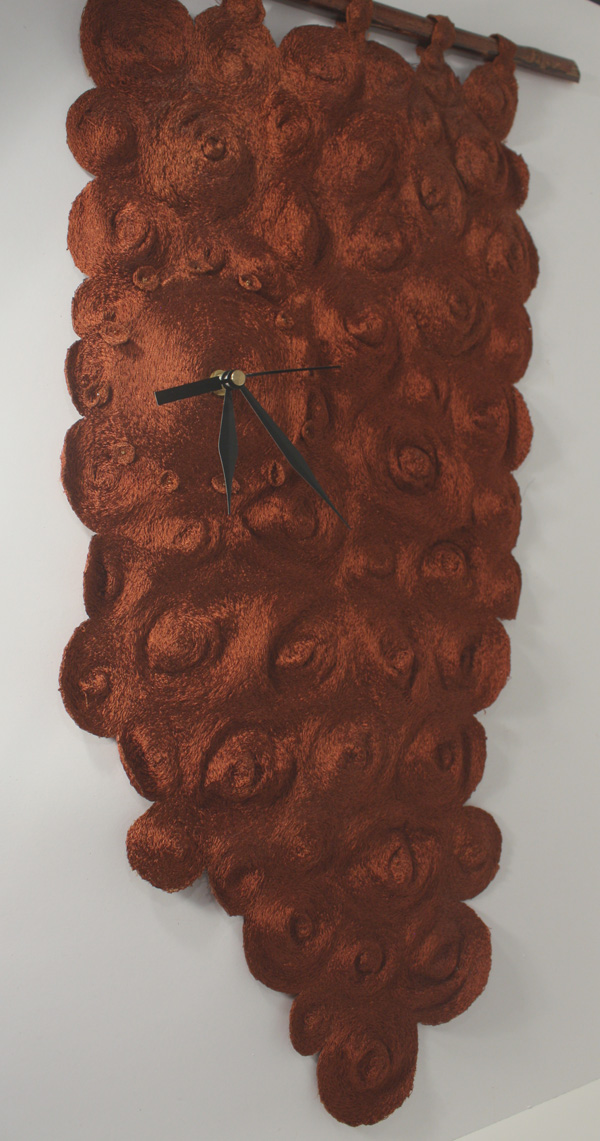 Circle of Time, free motion embroidery on water soluble fabric, 11" x 23"