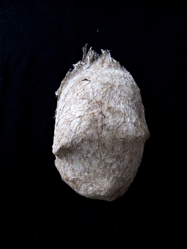 Kozo Mask, varies, beaten kozo fibre, handmade kozo paper, wire, wire mesh, natural glues, photo: Megan A. Skyvington.